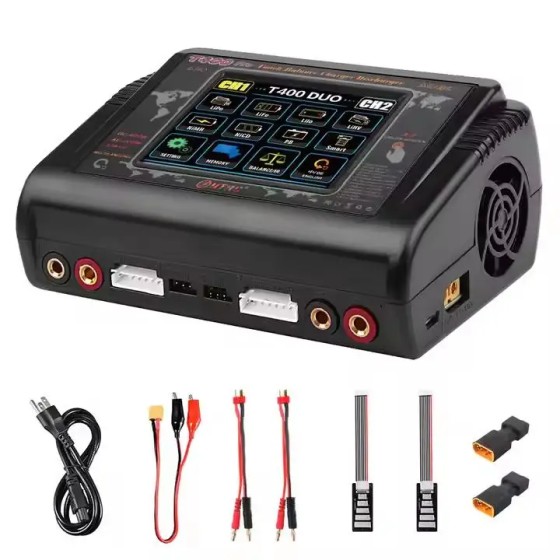 HTRC T400 Pro Battery Charger 400W AC 200W 12A*2 Discharger RC Uav Charger for LiHV LiFe Lilon NiCd NiMh Pb Battery
